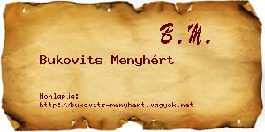 Bukovits Menyhért névjegykártya